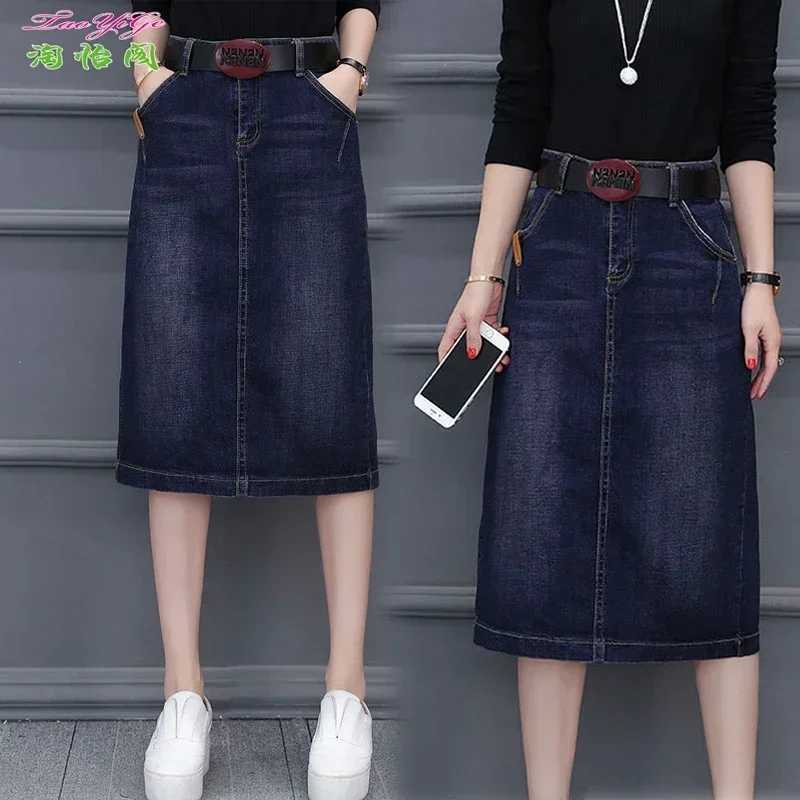 Denim Skirt Long High Waist A- line Dress for Women Woman Skirts Mujer Faldas Saias Mulher M260316