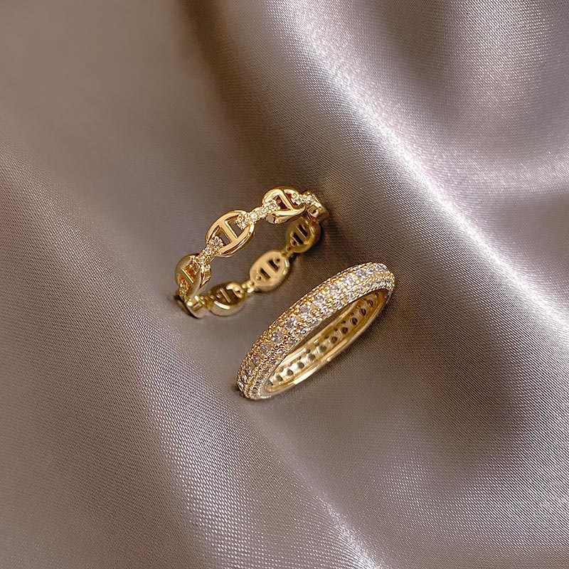 Designer Full-Diamond Index Finger Ring Trendy Women's Affordable Luxury Ring | Minimalist, Versatile Hand Jewelry