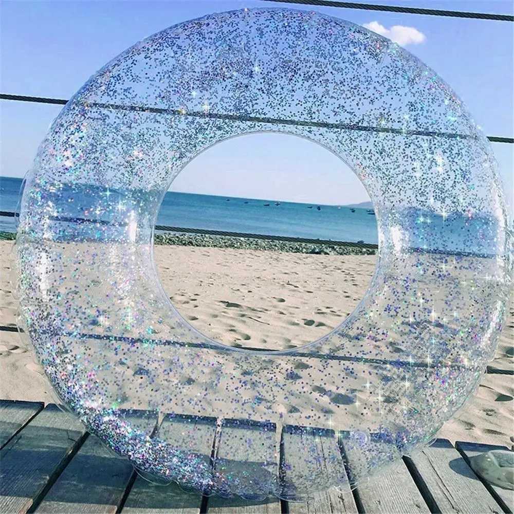 Adult Children Glitter Inflatable Transparent Pool Toys Swimming Ring Swimming Pool Safety Float Circle M260316