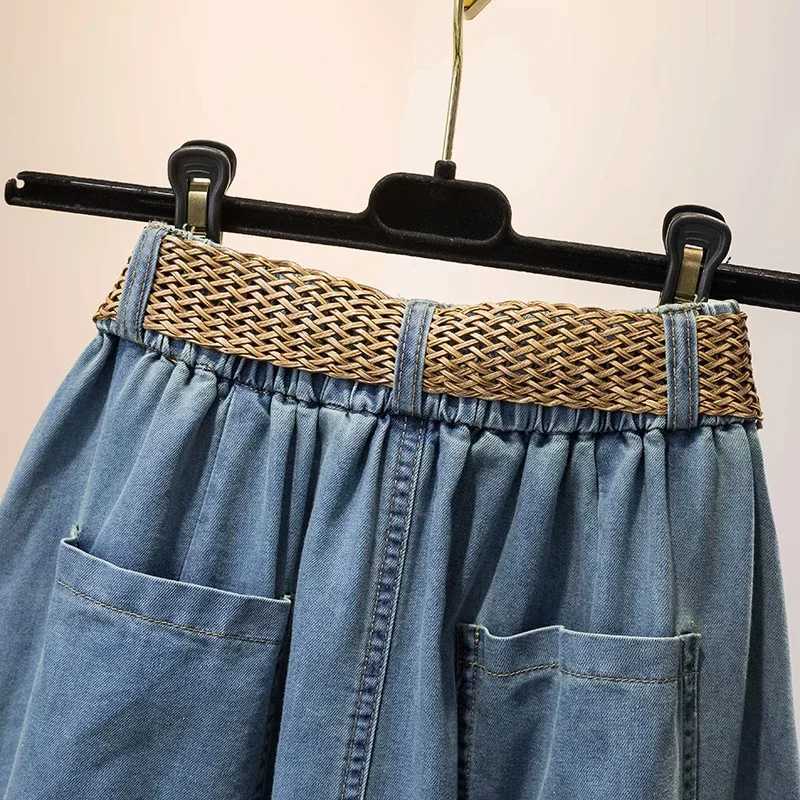 Summer Womens Denim Half Skirts 2024 New High Waist Slim Button Split Long Skirts Korean Fashion Loose A-line Midskirts M260316