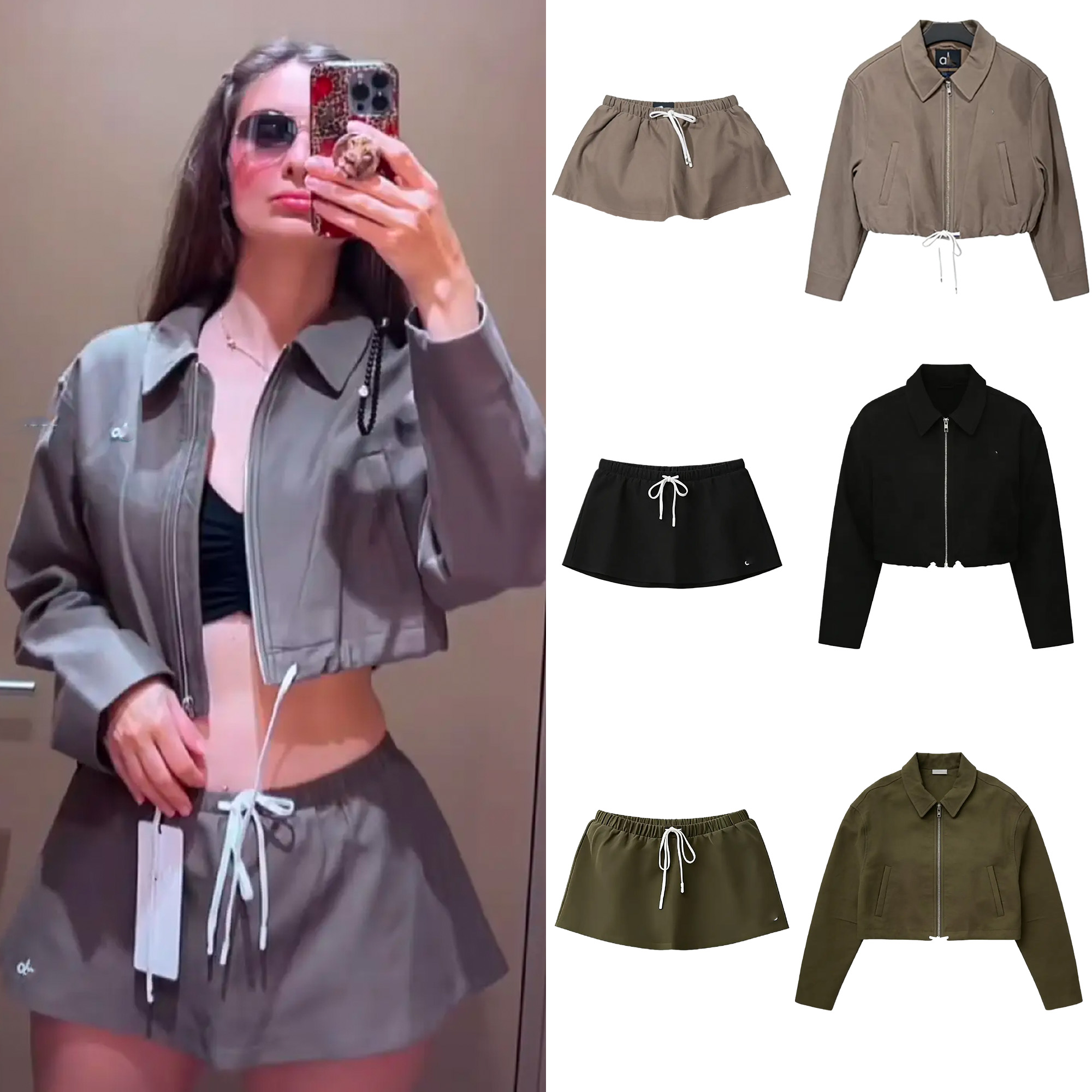 2025 Scholar Women's Cardigans Solid-Color Oversized Casual Cropped Hooded Sweatshirts Quick-Dry Knit Long-Sleeve Zipper Sports aloismness Jackets