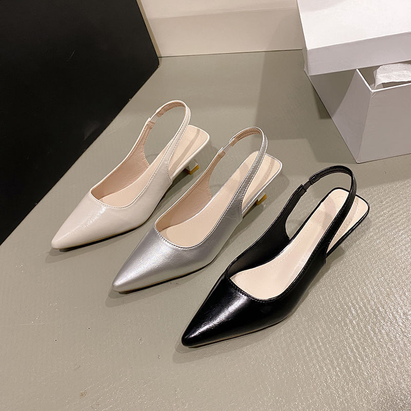 Spring/Summer Womens Kitten Toe Sandals Fashion Rear Buckle Shining Silver Womens Casual Midsole Shoes 241113