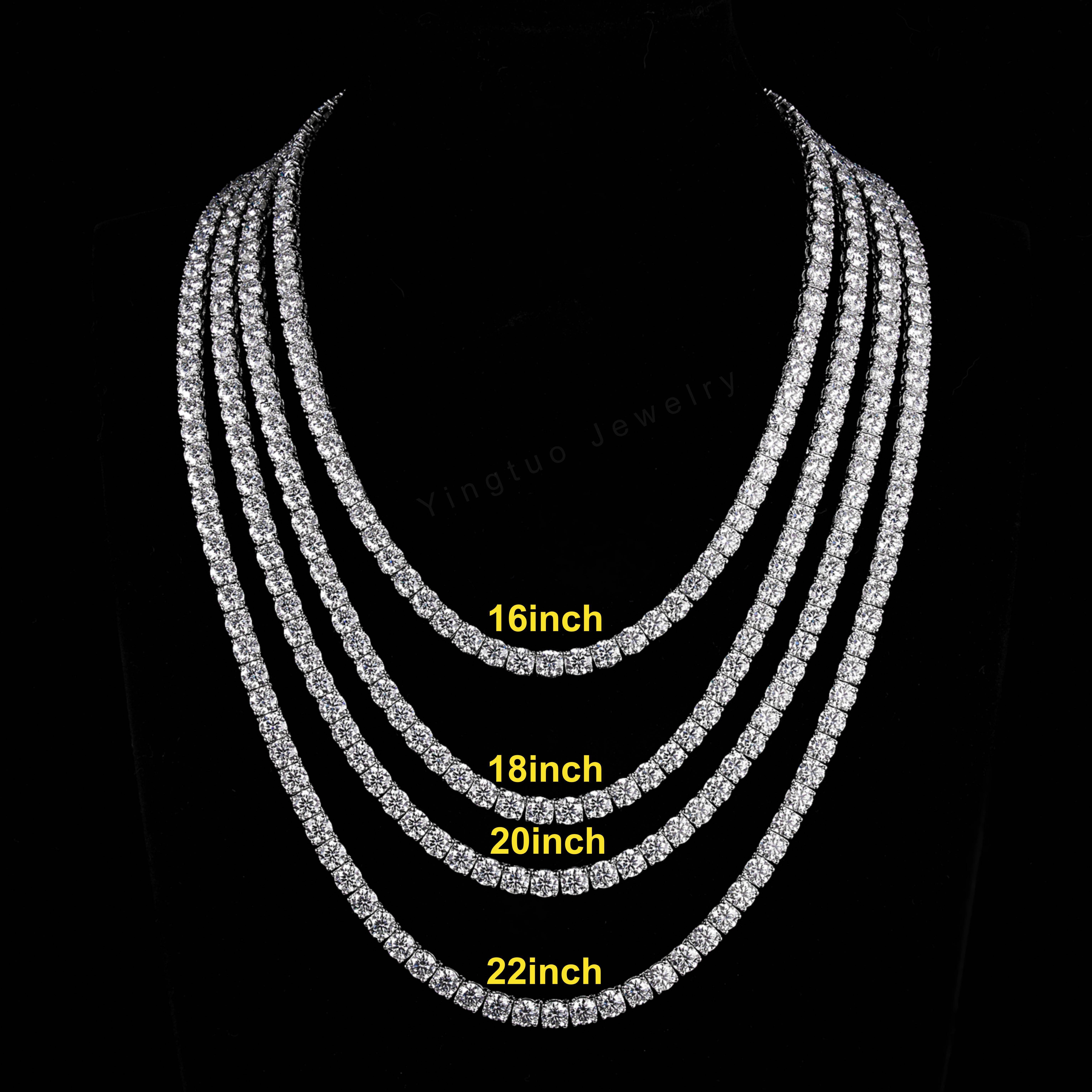 Hip Hop Moissanite Diamond Tennis Chain Necklace Dropshipping Ice Out Silver 925 Fine Jewelry Bracelet