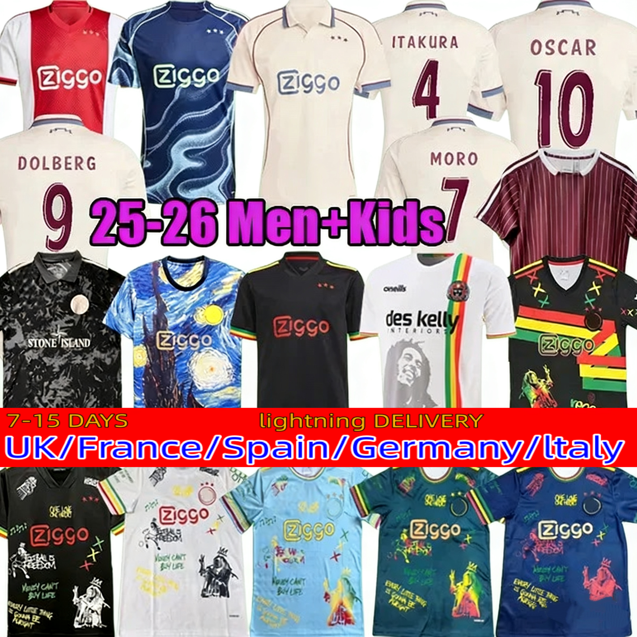 Ajax Soccer Jersey football jerseys shirt kit Amsterdam 2025 2026 ajaax maillot Ajaox 25 26 Kids kit Ston e aajax bob marley Island uniforms