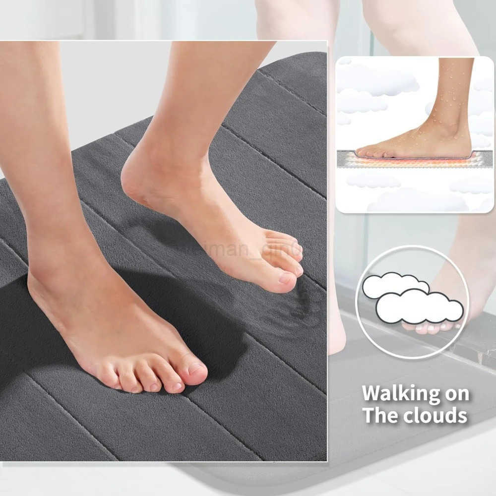 Memory Foam Bath Mat Super Soft Absorbent Quick Dry Bathroom Rug Machine Washable Non Slip Floor Carpet for Tub Shower Toilet H260316