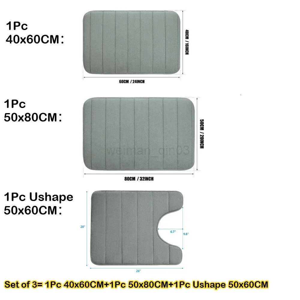 Memory Foam Bath Mat Super Soft Absorbent Quick Dry Bathroom Rug Machine Washable Non Slip Floor Carpet for Tub Shower Toilet H260316