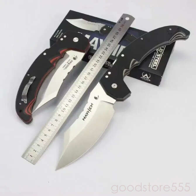 2Models CS Mayhem ATLAS Folding Knife 5.91 pocket knife fixed blade knife S35VN couteau Blade, Black/Gray G10 Handles