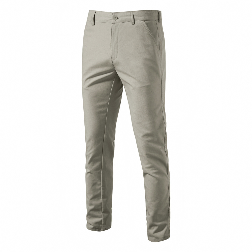 Autumn New Hoodie Men's Cotton Polo Linen Casual Shirt Pants Breathable Straight Youth Solid Color Men's Long Pants