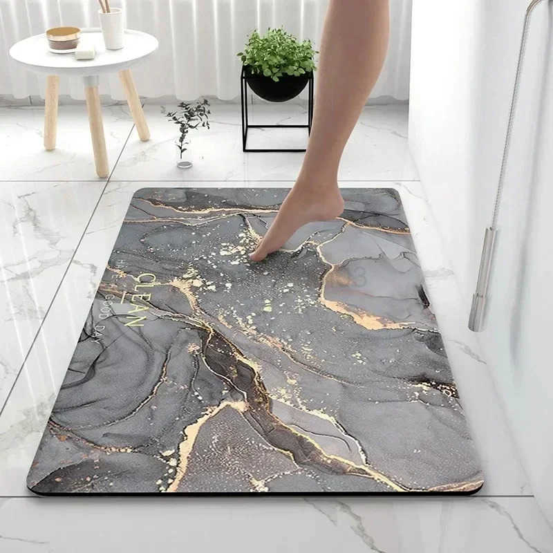 Bathroom Rugs Soft Diatomaceous Earth Floor Mat Super Absorbent Toilet Carpet Door Foot Mats Bath Non-slip Rubber Shower Rug Pad H260316