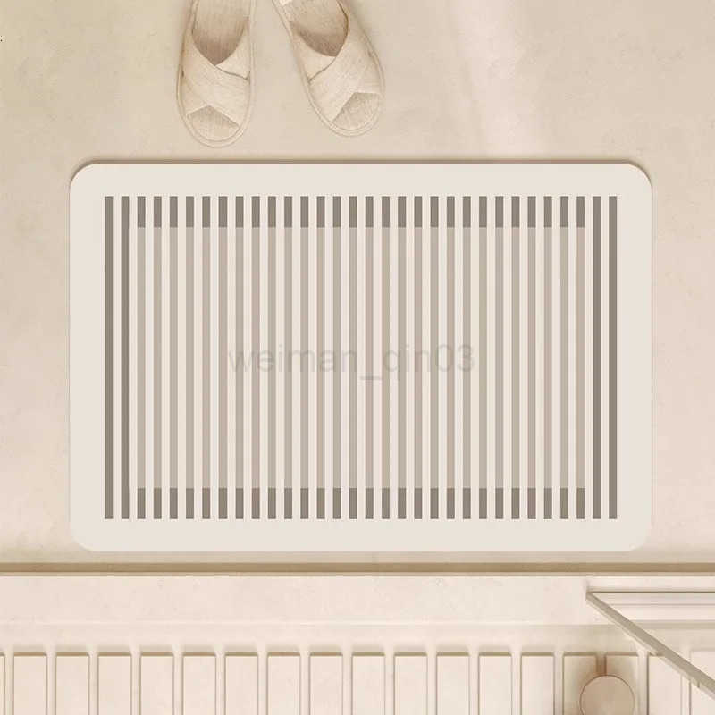 Minimalist Geometric Stripes Diatom Mud Absorbent Bathroom Non-Slip Area Bath Rug Home Decor Area Rugs Toilet Entrance Mat H260316