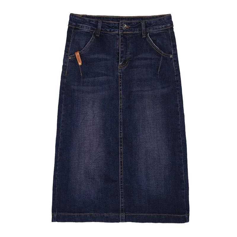 Denim Skirt Long High Waist A- line Dress for Women Woman Skirts Mujer Faldas Saias Mulher M260316