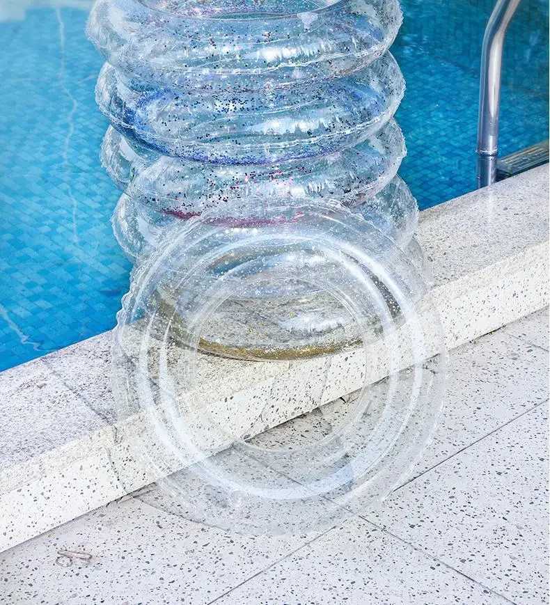 Clear Swimming Ring Adult Kids Thickened Silver Sequin Circle Armpit Circle Unisex Float Blister Ring M260316