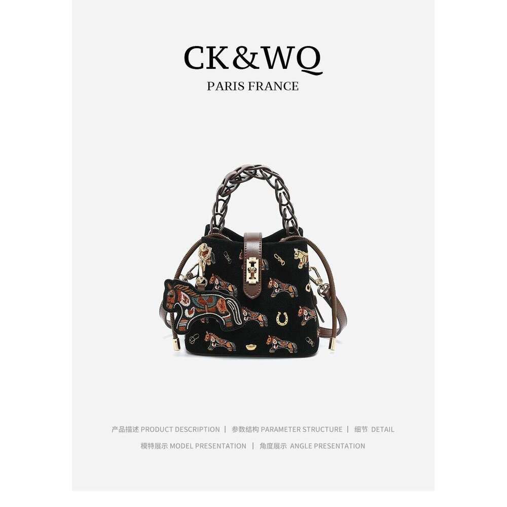 Luxury Shoulder Bags Totes Hobo CK WQ Spring Summer New Fashion Black Horse Pattern All Match High End Bucket Crossbody Bag For Women SENYY