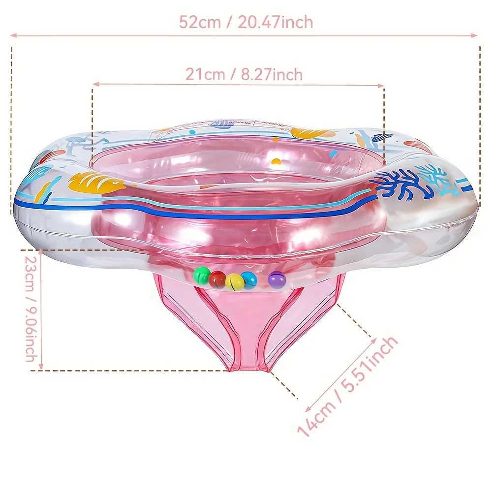 1 inflatabLE baby swim ring with doubLE safety aiRBags and safety seat pool bathtub accESSory blue green M260316
