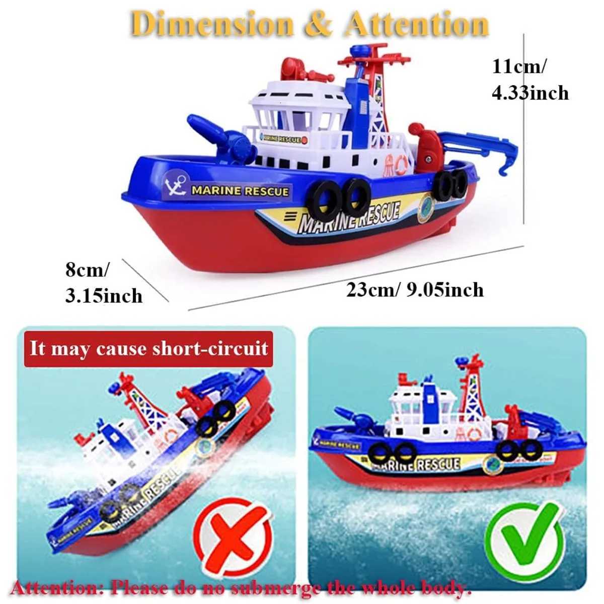 Kids Electric Marine Rescue Boat Toy Fire Fighting Bath Toy with Light Music and Water Spray Floating Ship for Pool Tub Y260316