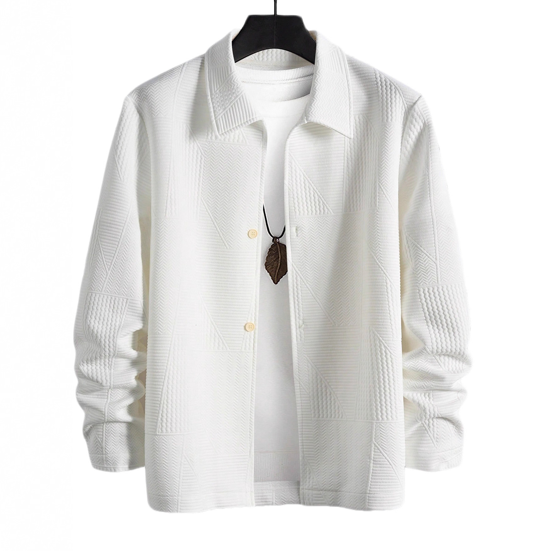 European And American Designer Jacket Singlebreasted Jacquard Casual Jacket Solid Color Patchwork Design Simple Solid Color Collar Coat