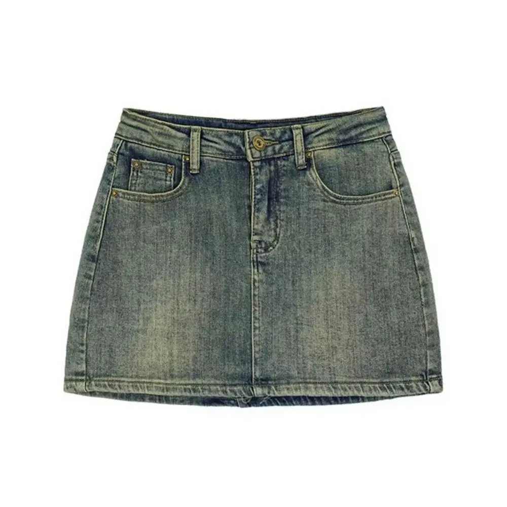 Fashion High Waist Mini Skirt Retro Slim Fit Short Skirt A-Line Casual Jean Skirt s M260316