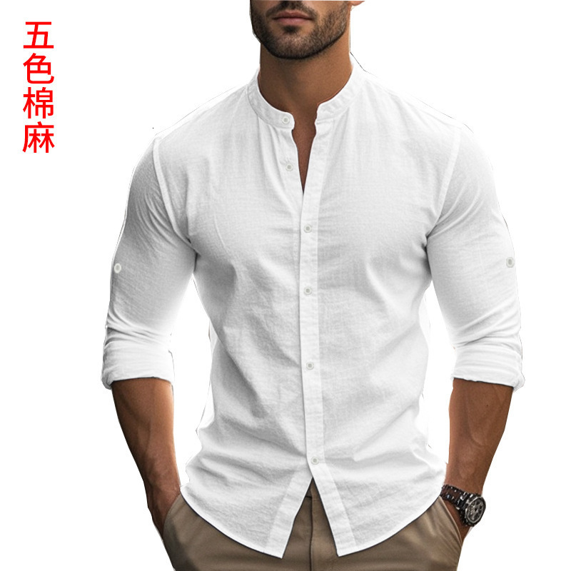 Autumn Men's Men's Fashion European And American Polo Designer Hoodie Long Designer T-shirt Sleeve Stand Collar Plus Size Slim Fit Casual Cotton Shirt