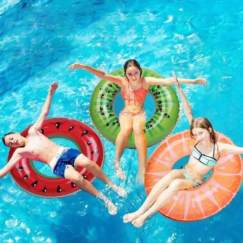 1Pcs Inflatable Fruit Swimming Ring Summer Watermelon Swim Circle Floating Ring Pool Beach Birthday Wedding Party Decor Supplies M260316