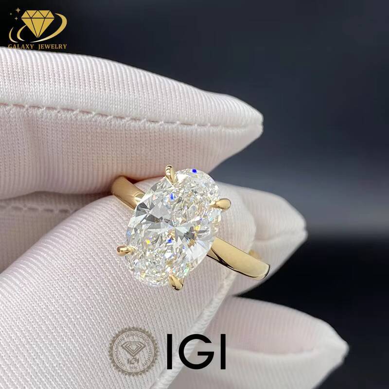 FineJewelry 18k Solid Gold 3CT VVS1 Oval Cut Lab Grown Diamond Engagement Ring Women With IGI Certified
