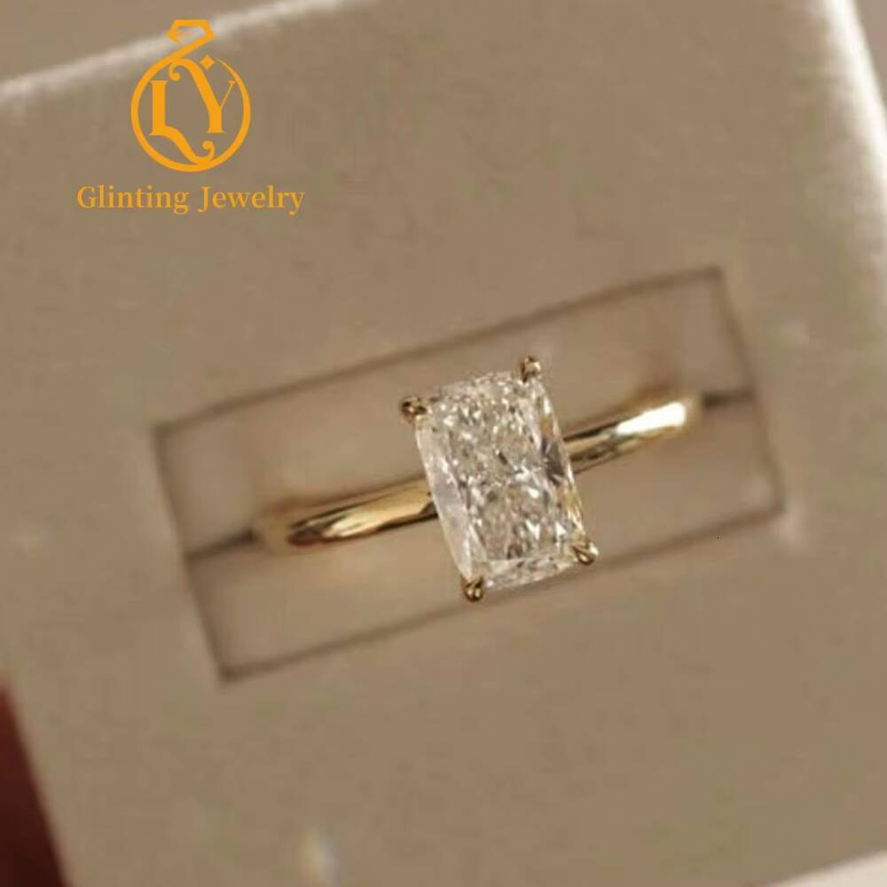Custom Fine Jewelry 10- 30ct Radiant Brilliant Cut Lab Grown Diamond Ring Real 14K Gold CVD HPHT Diamond Gold Engagement Ring
