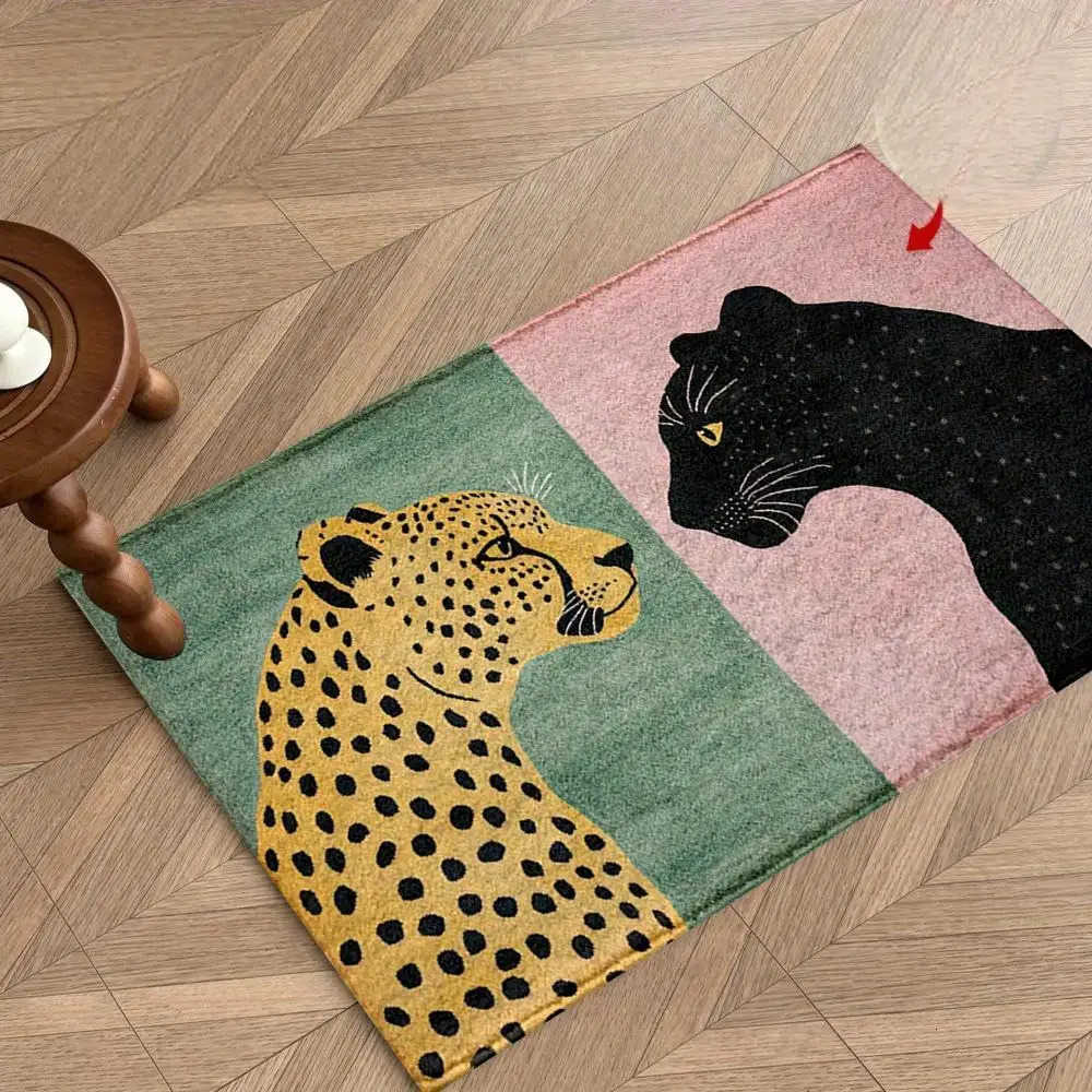 VIKAMA leopard print bathroom blanket anti slip machine washable bathroom anti slip mat bathtub edge decorative carpet H260316