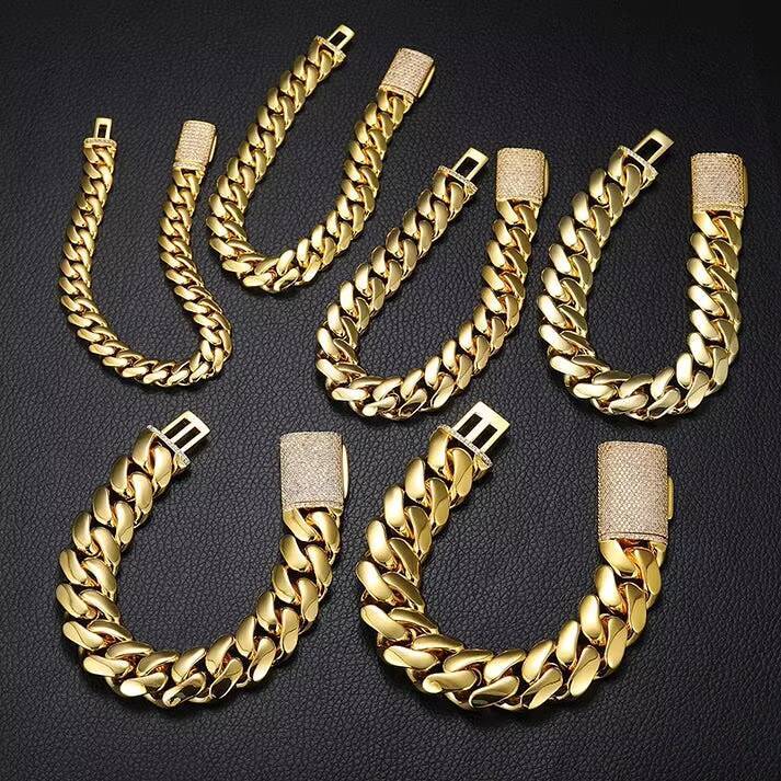 High Quality Gold Plated Moissanite Minimalist 10mm 12mm 14mm 925 Sterling Silver Hip Hop Cuban Link Party Bracelet