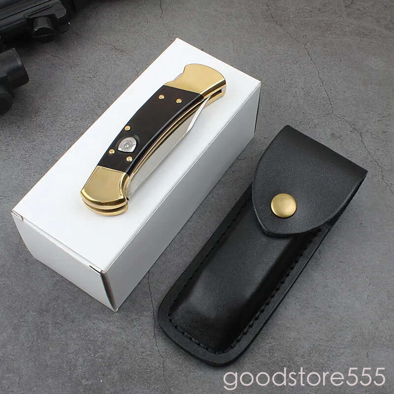 JUFULE Classic 110/112 Folding Knife 440C Steel couteau Blade Integrated brass pocket knife + fixed blade knife Ebony solid Wood Handles Camp Outdoor 