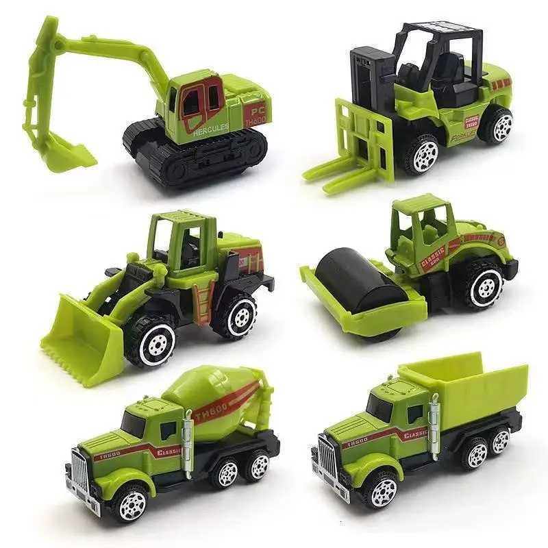 6pcs/set Educational Toys Alloy Plastic Engineering Truck Car Construction Model Vehicle Loader Tractor Excavator For Kid Gifts Y260316