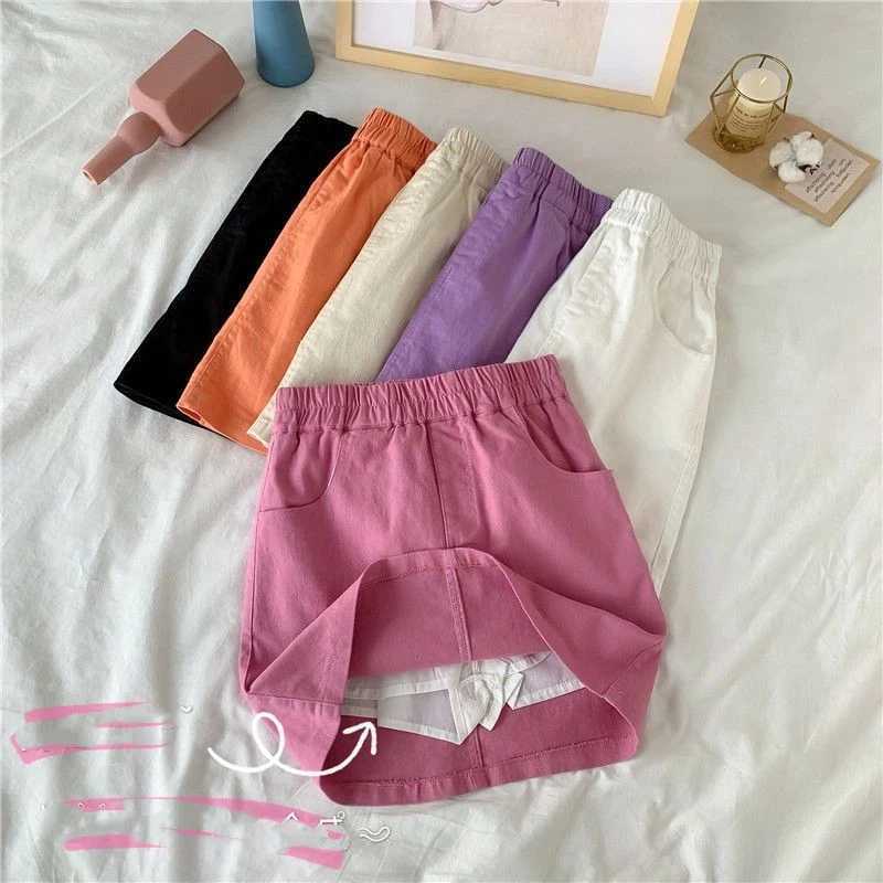 Pure Cotton All Match Candy Colored Womens Half Skirt Summer New High Waisted Student A-line Short Popularity Skirt M260316