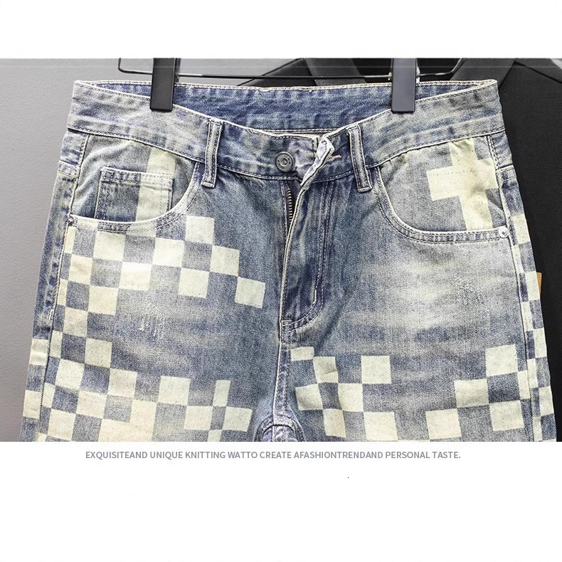 2026 Designer Shorts - Summer New Style Men's Denim Shorts Produced By A Fashionable Brand Featuring A Unique Checkered Patchwork Design