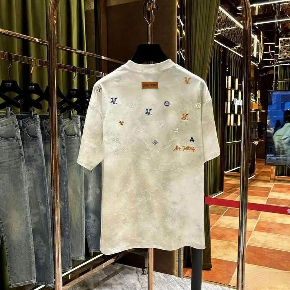 Summer Heavy Embroidery Short Sleeve High-End Fashion Versatile Slim Stylish Loose Fit Unisex Top Luanyun
