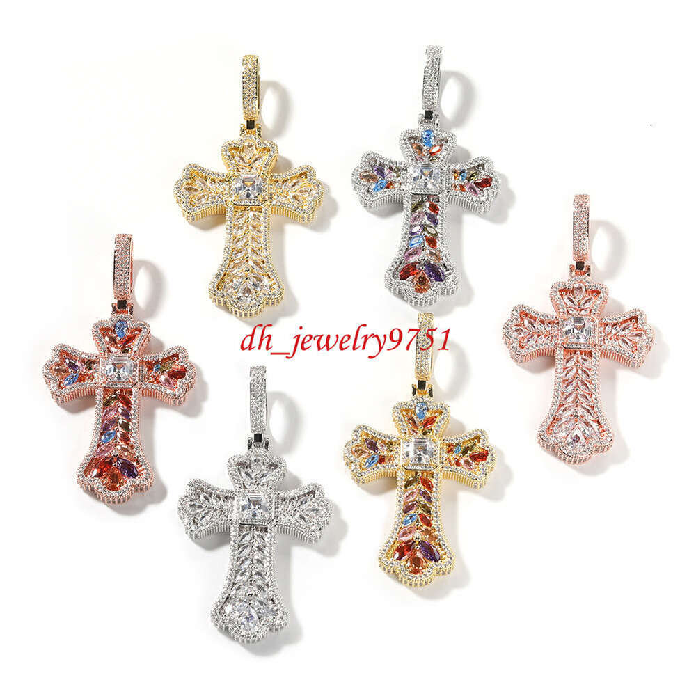 2026 Luxury Moissanite Hip Hop Jewelry S925 Sliver Diamond Ice Out Charm Cluster Fancy Cut Cross Pendant