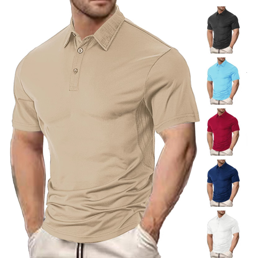 Polo New Designer Hoodie Breathable Summer Shortsleeve Polo Solid Color Collar Buttoned Designer T-shirt Casual Sports Men's Polo