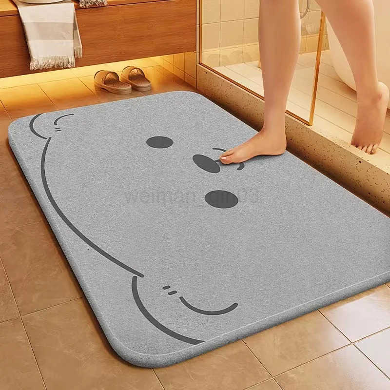VIKAMA Cute Cat Bathroom Carpet Absorbent Anti slip Quick drying Foot Mat Toilet Door Entry Simple Floor Mat H260316