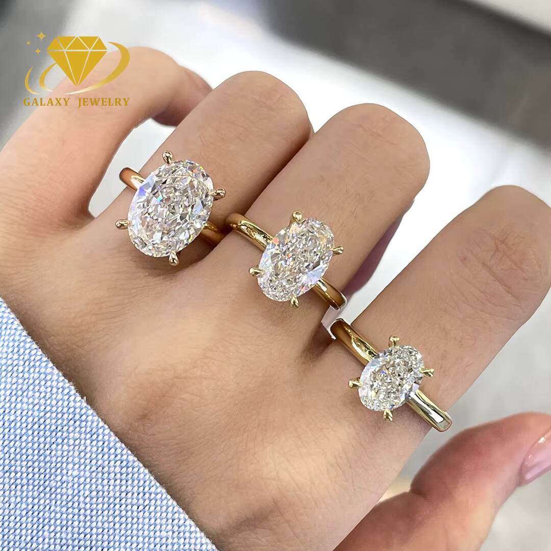Customizable Solitaire Ring Oval Cut 2CT 3CT 5 CT 14K18K IGI Certified CVD HPHT Lab Grown Diamond Ring for Engagement Wedding