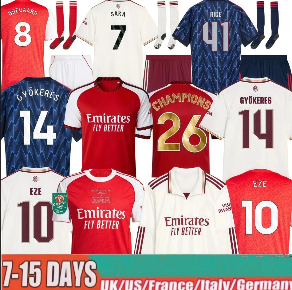 24 25 26 SAKA RICE CALAFIORI soccer jerseys Fans Player version ODEGAARD HAVERTZ ZINCHENKO STERLING football shirt Men Kids sets No More Red ArSeN 24-25 Whiteout Kit