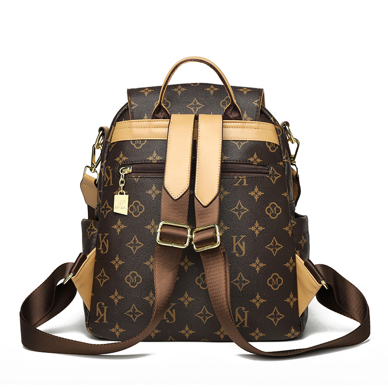 Designer Backpack Womens Autumn/Winter New 2026 Double Shoulder Bag - Soft Leather Vintage Pattern Minimalist Fashion Travel Backpack Spacious Casual 