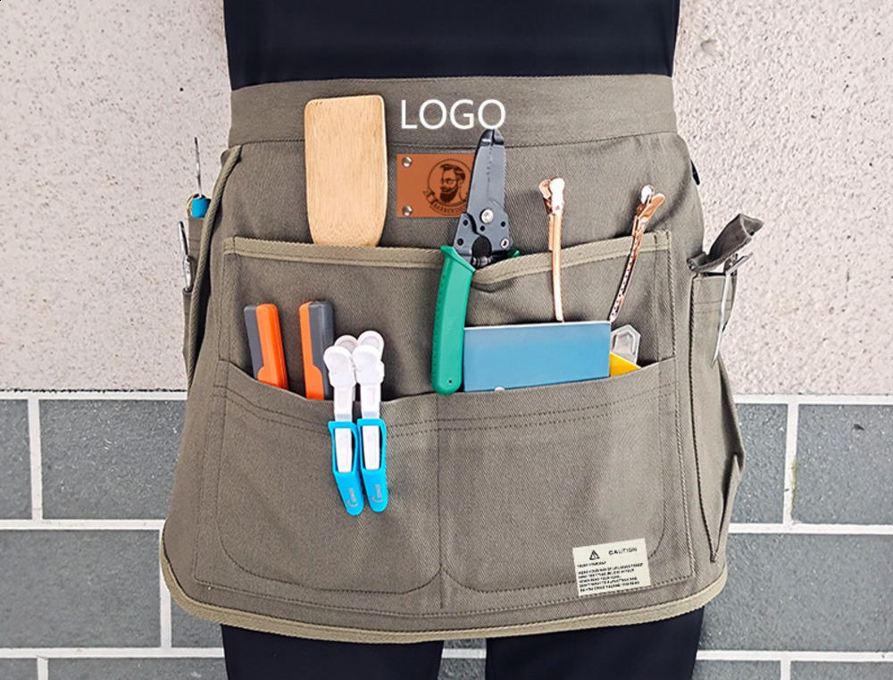 Half-length apron with multiple pockets for easy storage suitable for beauty and gardening work 240913