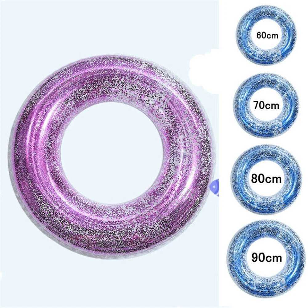 Sequin Inflatable Swim Ring Kids Adult Thickened PVC Inflatable Floating Circle For Outdoor Beach Pool Party 60/70/80/90CM M260316