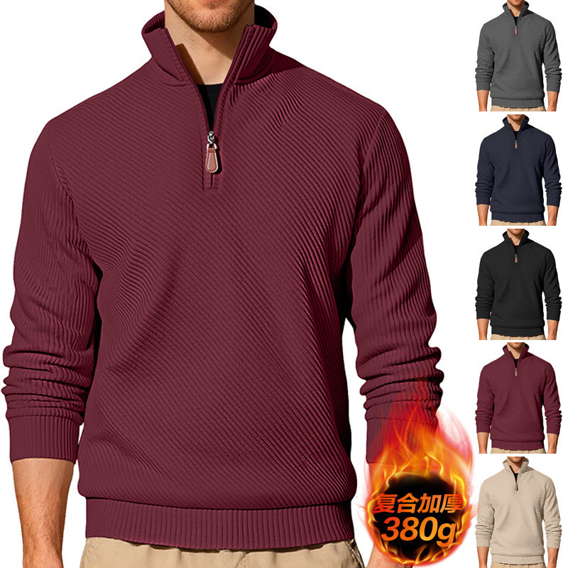 European And American Polo Men's Twill Jacquard Ribbed Longsleeve Halfzip Sports Casual Designer T-shirt Designer Hoodie Trendy Swea