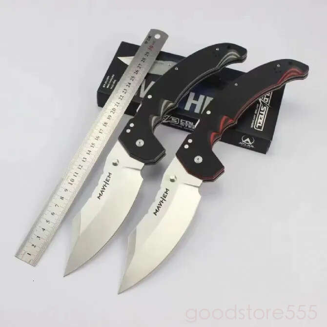 2Models CS Mayhem ATLAS Folding Knife 5.91 pocket knife fixed blade knife S35VN couteau Blade, Black/Gray G10 Handles