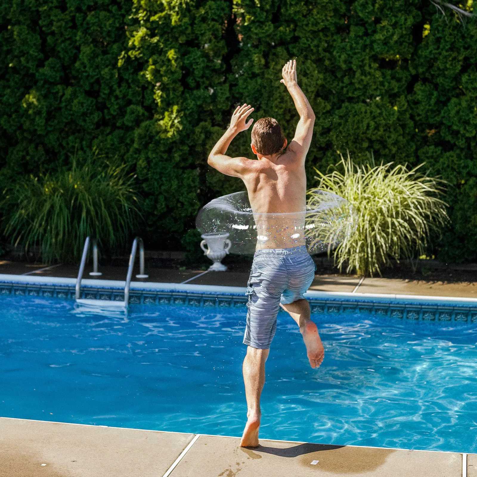 Transparent Glitter Inflatable Swimming Ring Pool Float Ring for Adults Summer Beach Vacation Fun Leisure Floating Swim M260316