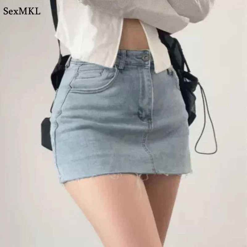 Vintage Denim Mini Skirts Women Summer Korean Fashion y2k Clothes High Waist A-line Blue Slim Cute Sexy Short Jeans Skirt Female M260316