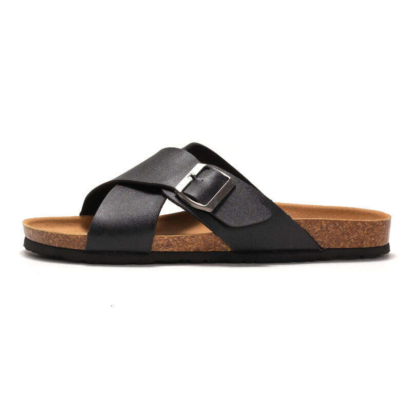 New Slippers Cross Strap Men's Beach Shoes Casual Sandals Water Cork Student