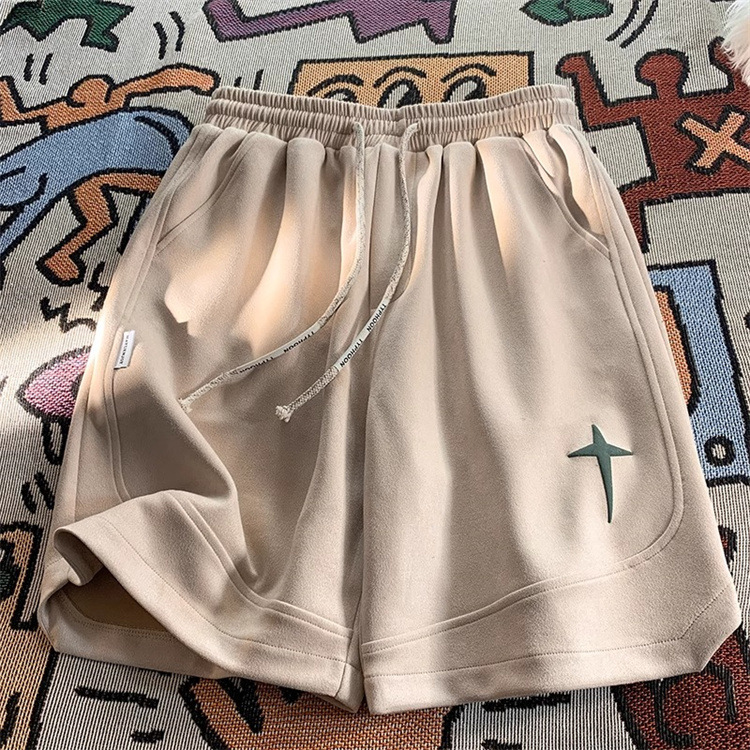 2026 New Designer Luxury Brand Star Black American Men's Shorts Summer Suede Casual Outdoor Sports Breathable Versatile Pants Men's Retro Plus Size Beach Shorts