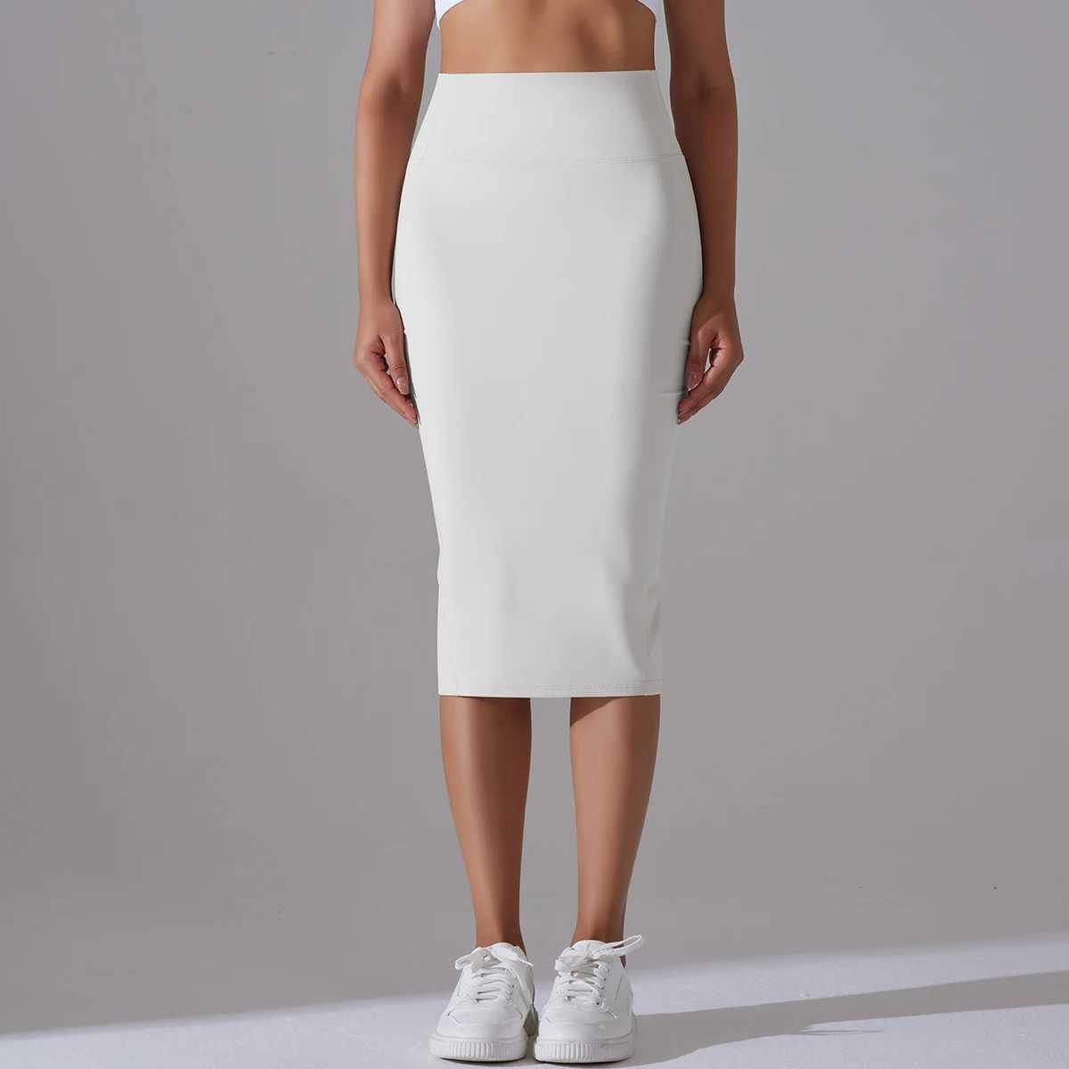 Womens Sexy Naked Feel Fabric Skinny Pencil Skirt Ladies Hips Wrap Bodycon High Waist Elastic Stretch Split Skirts M260316