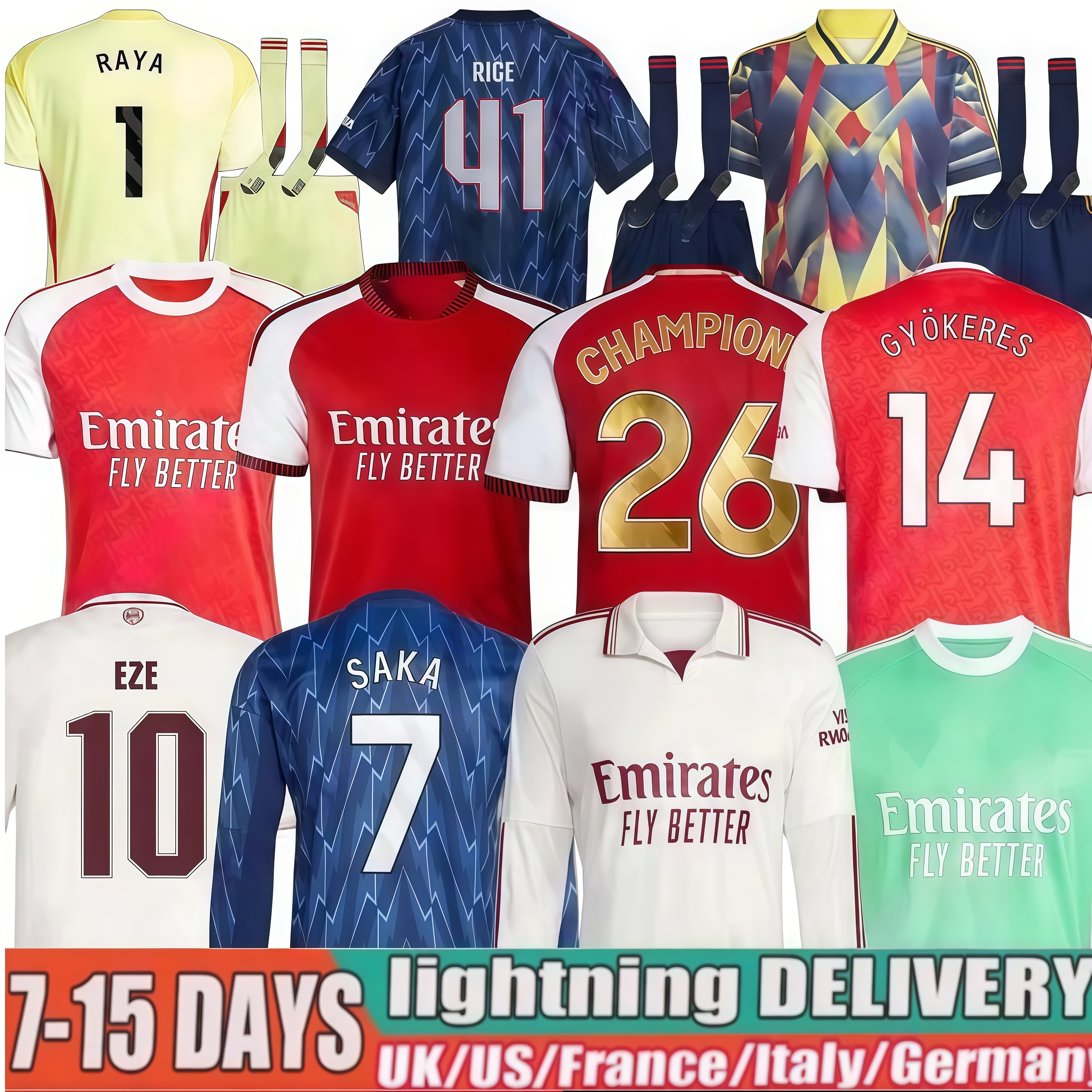 25 26 27 Arsenaljersey EZE HAVERTZ LEWIS-SKELLY Soccer jerseys MADUEKE NWANERI TROSSARD RICE GYOKERES Shirt ODEGAARD SAKA MARTINELLI CALAFIORI Football Arsen kids