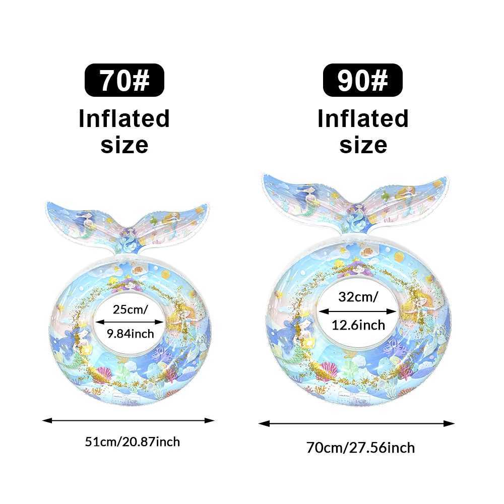 1pc Inflatable Sequin Ocean Beauty Fish Tail Swimming Ring PVC Pool Float Swim Circle Pool Party Fun Water Rest Floating Accesso M260316
