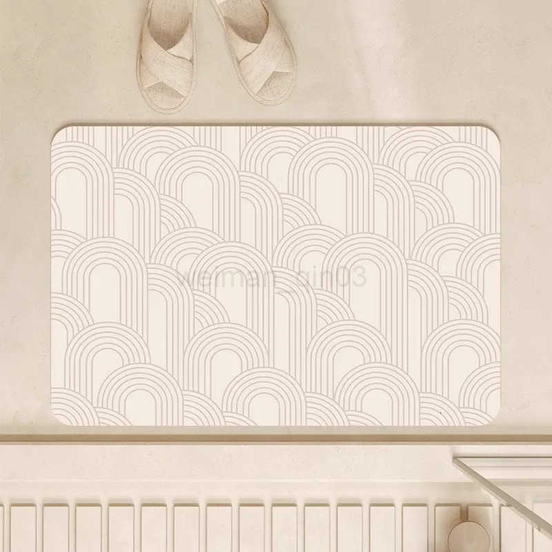 Minimalist Geometric Stripes Diatom Mud Absorbent Bathroom Non-Slip Area Bath Rug Home Decor Area Rugs Toilet Entrance Mat H260316